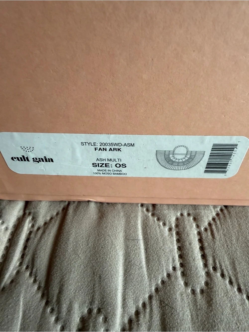 cult gaia Beaded Fan-Style Wooden Handbag - Multi-Tone Brown, Cream, White - Picture 3 of 3